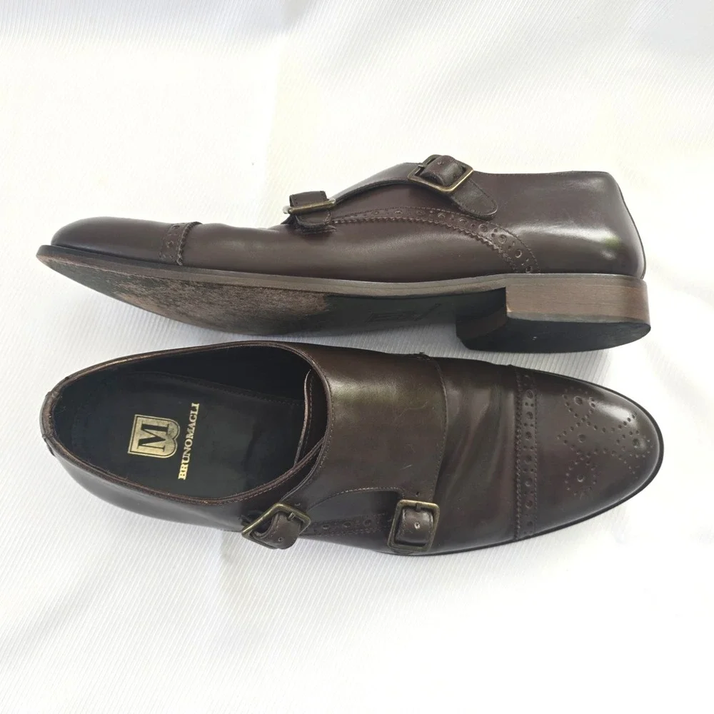 Bruno Magli Alfanzo Double Monk Dress Shoes Grain Leather Italy Men's‎ 11M